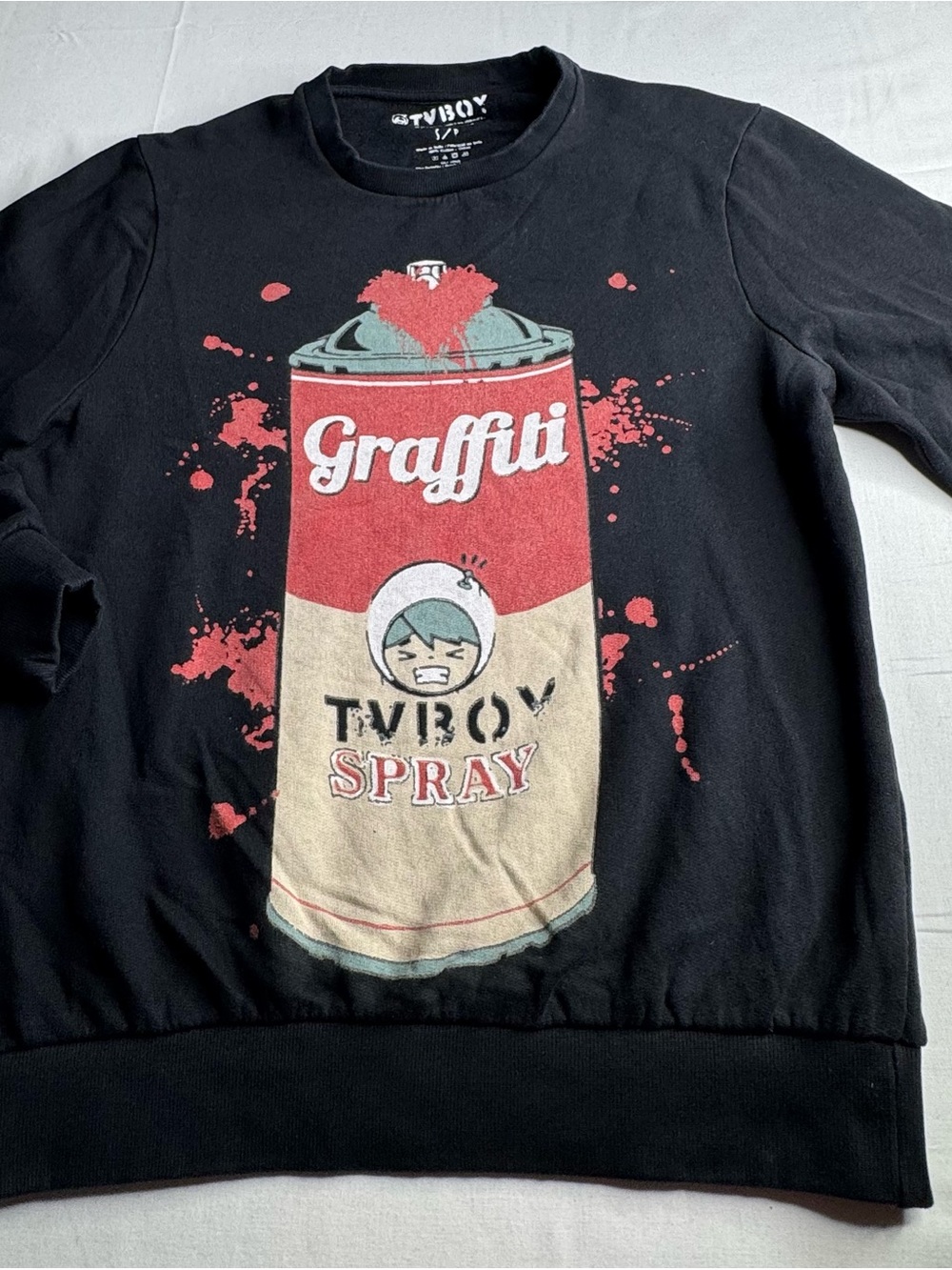 Eleven Paris Black Graffiti Spray Can Graphic Sweater